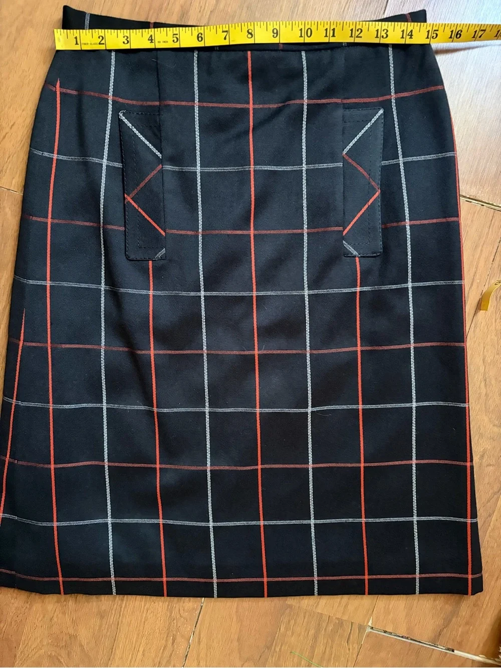 Vtg 70s German Barco Sport black windowpane plaid wool skirt